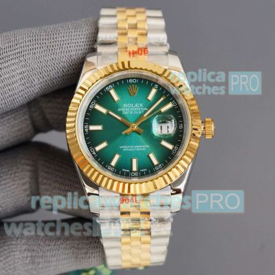 AAA copy Rolex Datejust II Emerald Dial Citizen 8215 Two-tone Jubilee watch 